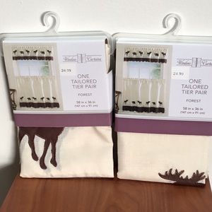 Two Pair of Tailored Tier cafe curtains No Valance